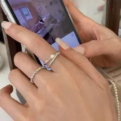 ♥️大人気♥️レディース　フリー　リング　指輪　セット　シルバー　韓国　パール