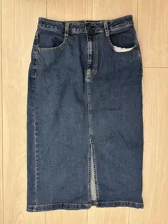 【美品】GU ジーユー　デニムスリットナローロングスカート　XLサイズ