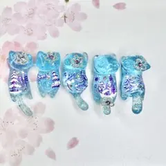 雪景色　クリスマス　猫　5個セット