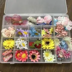 ハンドメイド　フラワー　イヤリング　ヘアピン　セット　プリンセスごっこ