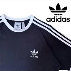 adidas トレフォイル刺繍リンガーtシャツL