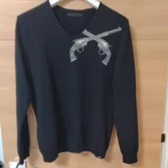 ロアーカシミヤ100%黒ニットセーター