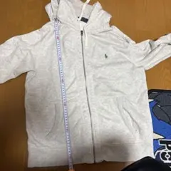 ポロ・ラルフ・ローレン フルジップパーカー Mサイズ ライトグレー 短丈