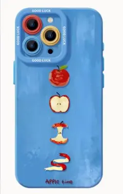 iPhone16Proソフトケーススマホカバー軽薄リンゴイラスト指紋防止滑り止め