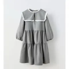 ZARA グレー フリル付きワンピース 11-12歳