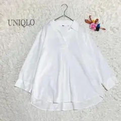 ユニクロ　シャツ　ブラウス　七分袖　オフィスカジュアル　Mサイズ　ゆったり