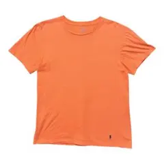古着 ポロラルフローレン Tシャツ 裾刺繍 ワンポイント ロゴ オレンジ