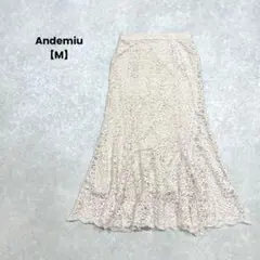 Andemiu/レースフレアスカート/大人可愛い/綺麗め/ベージュ/M