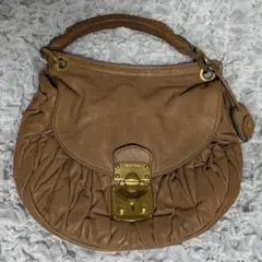 Miu Miu ブラウンレザーショルダーバッグ