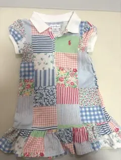 ラルフローレン ワンピース 美品 女の子 パッチワーク風 半袖 ポロワンピ
