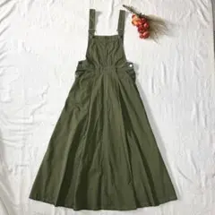 Mengnasai Aラインフレア　ジャンパースカート　ステッチデザイン　緑系