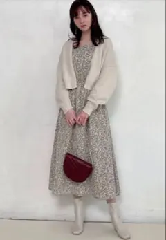 GRL 2Way小花柄バックリボンフレアワンピース　グレイル