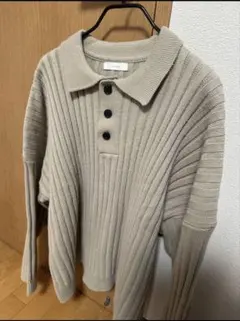 ASCLO リブ編みポロセーター ベージュ　韓国