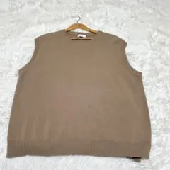 【アーヴェヴェ】Vネックニットベスト/XL/ベージュ/コットン混/a.v.v