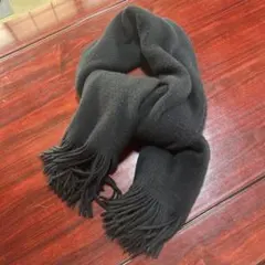 ウール　マフラー　ショール　厚手　年代物　黒　冬　防寒対策　襟巻き