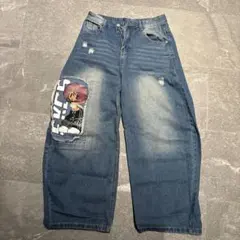 00s B系 5ive Jungle wide baggy denim sk8 - メルカリ