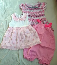 ワンピース、チュニック、ロンパース　ピンク服3点セット　80 90