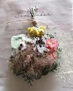 ⑰ ナチュラルミニブーケ スワッグ ドライフラワー ナチュラル可愛い