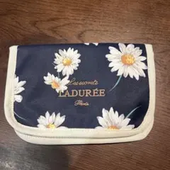 Ladurée 花柄ポーチ ネイビー