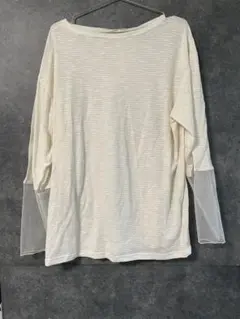 新品 しまむらnico袖シアープルオーバー Lサイズ 淡白 オフホワイト