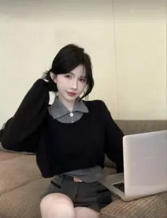 SHEIN ニット　トップス　ニットトップス＋レイヤードタンクトップ