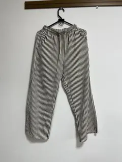 ストライプ柄 イージーパンツ ブラック