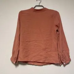 オレンジブラウン 長袖　シャツ 【M】 ブラウス　シンプル　トップス