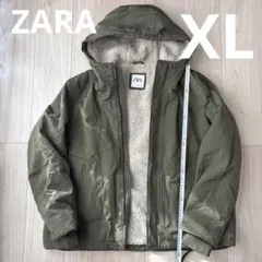 ZARA オリーブ色 フード付き内側ボアコートジャケットXLサイズ