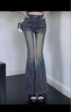 SHEIN DAZY フレアレッグジーンズ フレアデニム ダークウォッシュ