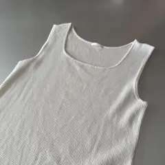GU リブ スクエアネック ニット タンクトップ L サイズ オフホワイト