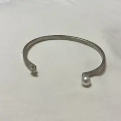 シルバー オープンバングル パール付き