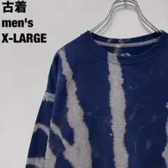 フルーツオブザルーム スウェット ブリーチ加工 斬新デザイン ネイビー XL古着