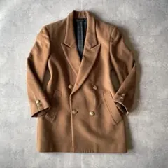80sVintage カシミヤコート ダブルブレスト金ボタン クラシック レトロ