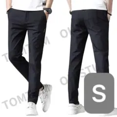 カジュアル パンツ ストレッチ ゴルフ 黒 ズボン S スポーツウェア 高品質