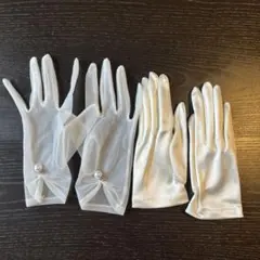 ホワイトウェディンググローブとロングベールセット