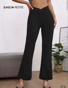 SHEIN 無地柄 フレアレッグパンツ 黒 XXSサイズ