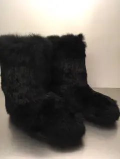 新品 zucca ズッカ　ラビット ファー 毛皮 ミドル ブーツ ブラック 黒のサムネイル