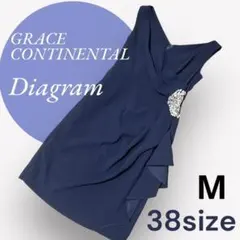 グレースコンチネンタル Diagram ワンピース ブルー 紺色 膝丈