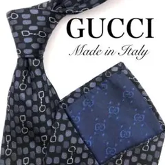 【極美品】GUCCI グッチ ネクタイ ドット ネイビー グレー フォーマル