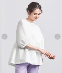 UNITED ARROWS AIRY ジャガード ペプラム ブラウス 白 36 - メルカリ