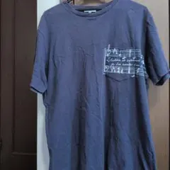 五線譜 ポケット付き Tシャツ ネイビー メンズのサムネイル