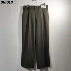 タグ付き新品 ユニクロ タックワイドパンツ オリーブ XL