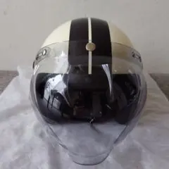 バイク用 ハーフヘルメット Lサイズ アイボリー バイザー付き - メルカリ