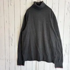 トミーヒルフィガー　ウール混 タートルネックセーター Lサイズ グレー