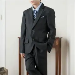 フォーマルスーツ 男の子 黒 ストライプ 160cmL 5点セット