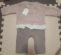 ウサギ刺繍フリルロンパース 70cm