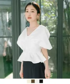 ur's ペプラム バルーンスリーブ ブラウス