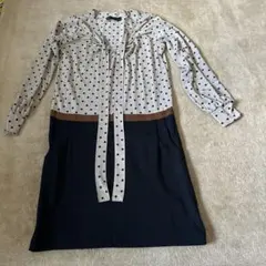 Green Label Relaxing ドット柄膝丈ワンピース