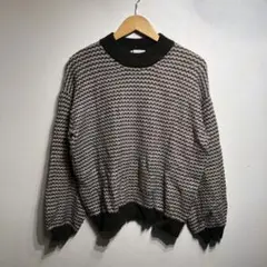 90's vintage ニットセーター モノトーン 波柄