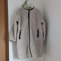 ベージュ フリース・ボア　ロングコート